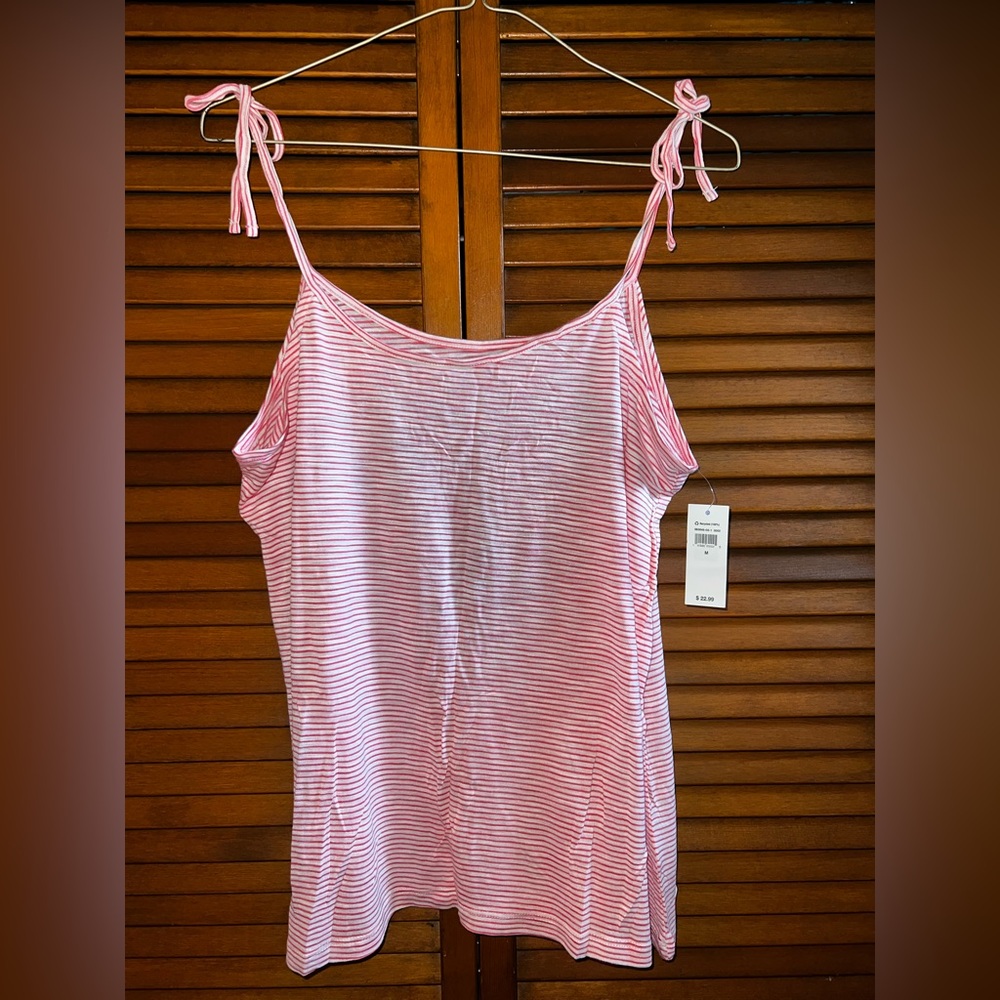 Pink and White Striped Women's Top